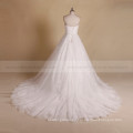 Simple sweet heart pleated lace croset back wedding ball gown with a long train